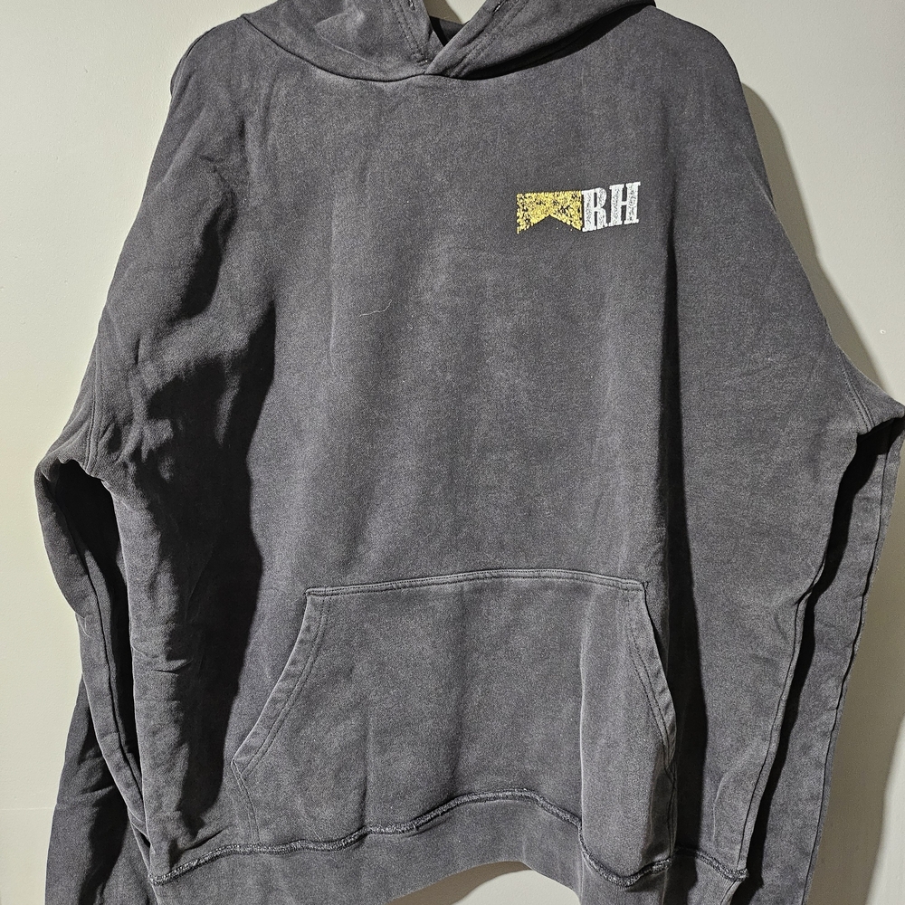 Rhude Charcoal Gray Hoodie with Yellow Accent